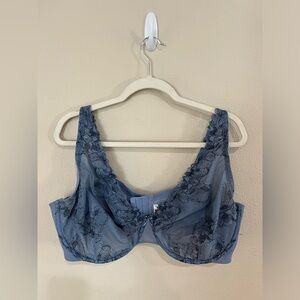 Cacique Floral Blue Lace Bra 44DDD